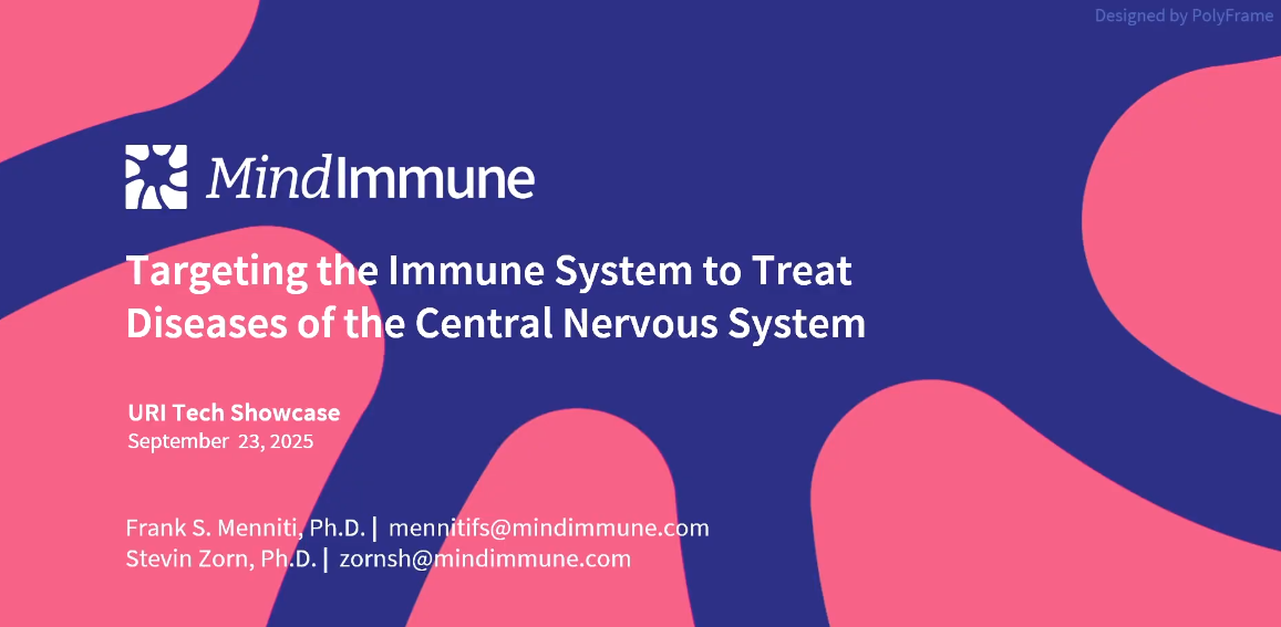 URI Tech Showcase Sept 23, 2025: Presenters: MindImmune Therapeutic, Dr. Frank Menniti