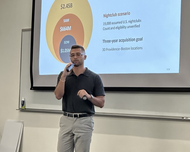 Zachary StJean presenting at Pitch Night