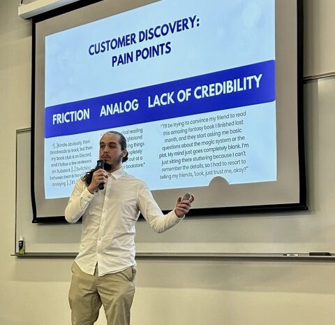 Isaiah Mason presenting at Pitch Night