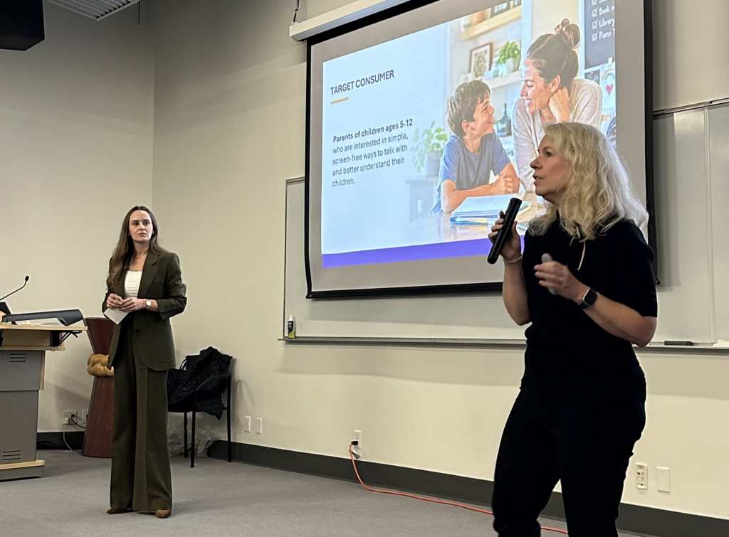 Chelsea Tucker and Ellen Flannery-Schroeder presenting at Pitch Night