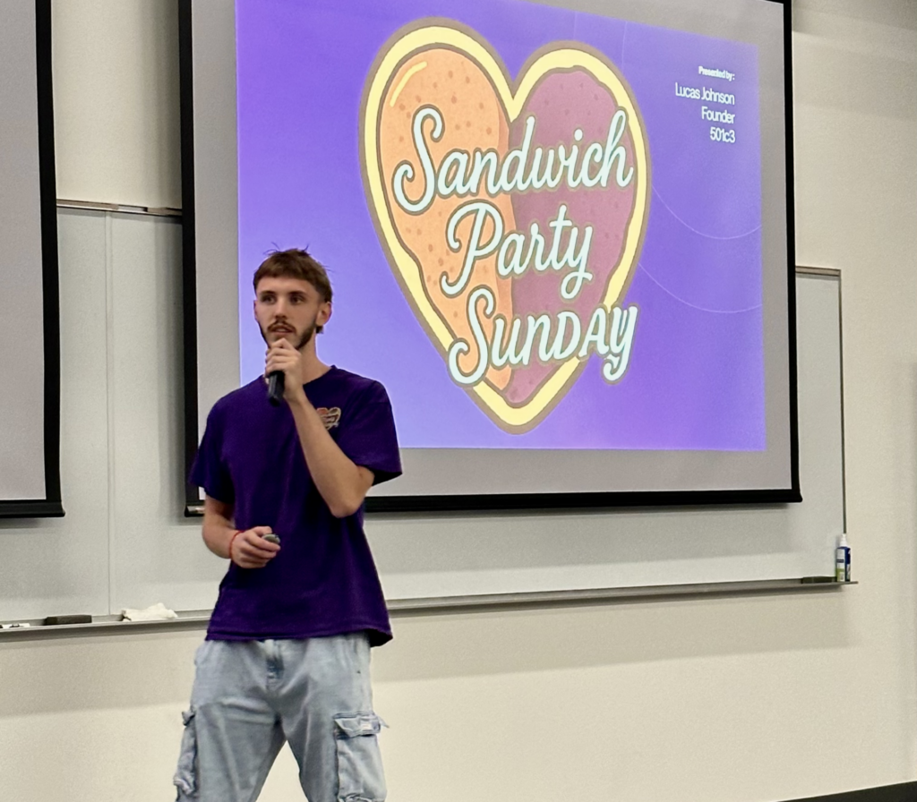 Lucas Johnson presenting at Pitch Night